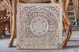 Large Bali Or Thai Carved Wood Wall Art