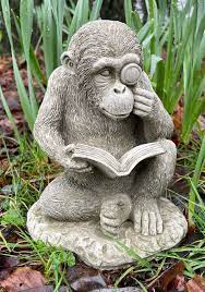 Studious Monkey Ape Stone Garden Statue