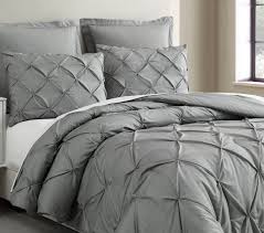 Estellar 3pc Light Grey Comforter Set Queen Size Pinch Pleat Pattern Down Alternative Pintuck Bedding By Cozy Beddings Walmart Com Walmart Com