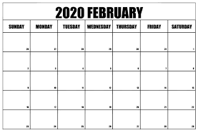 Blank February 2020 Calendar Template July Calendar