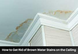 brown water stains on the ceiling