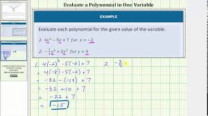 Identify And Evaluate Polynomials Beginning Algebra