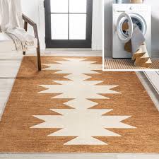 jonathan y chayton minimalist geometric machine washable rust cream 3 ft x 5 ft area rug