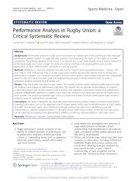 performance ysis in rugby union
