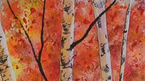 Autumn Watercolor Painting Fall Birch
