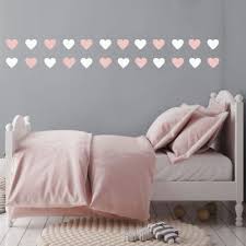 White And Pink Heart Wall Stickers