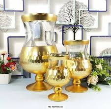 Golden Glass Hurricane Metalized Vases