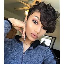 Black women with very curly hair will love this hairstyle. Amazon Com Bei Short Black Pixie Wigs With Bangs Short Curly Synthetic Wigs For Black Women Elegant Short Hairstyles Beauty