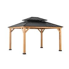 Loading limit of the hook is 10 lbs. Sunjoy Archwood 13 Ft X 11 Ft Cedar Frame Gazebo With Double Tier Steel Roof Hardtop A102007500 The Home Depot