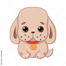 cute cartoon dog in kawaii style