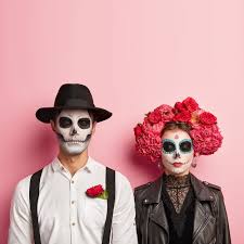 lovely couple wear zombie costume