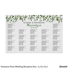 Greenery Vines Wedding Reception Seating Chart Zazzle Com