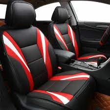 Black Red Leather Designer Car Seat Cover