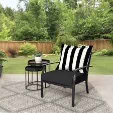 Black Striped Outdoor 2 Piece Deep Seat