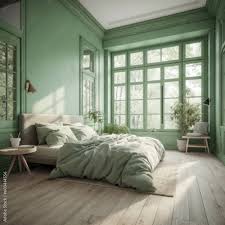 pastel green bedroom and minimalist