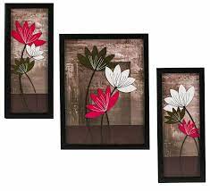 Indianara 3 PC Set of Floral Paintings Without Glass (Free shipping world)  