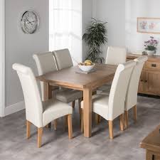 Lichfield contemporary oak dining chair. Cotswold Oak Medium Dining Table Set With 6 Cream London Chairs Buy Online At Qd Stores