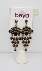 beya earrings chandelier gold tone with