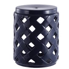 navy ceramic barrel garden stool
