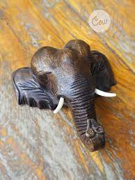 Hand Carved Elephant Coat Hook Made