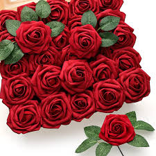 50pcs red roses artificial flowers