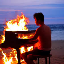 pianist on fire playing in the beach | Stable Diffusion | OpenArt