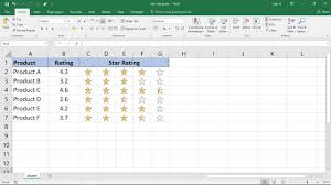 create a 5 star rating system in excel