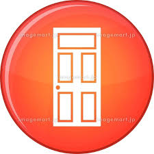 Wooden Door With Glass Icon Flat Style