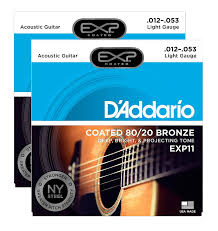 Daddario Exp11 Coated 80 20 Bronze Light 12 53 2 Pack Bundle