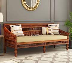 alanis 3 seater wooden sofa honey