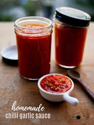 Stir mixture until aromatic, then add blended fresh chilies. Homemade Chilli Garlic Sauce Recipe Kannamma Cooks