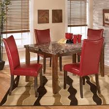 Red glass dining table and chair set with 5 reviews and the. Lacey Dining Room Set With Charrell Red Chairs Signature Design By Ashley Furniture Furniturepick