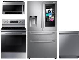 From safe food storage to precision cooking (and swift and efficient washing up), you'll have dinner ready and a clean kitchen in no time. Samsung 4 Piece Kitchen Appliances Package With Rf22r7551sr 36 Inch French Door Refrigerator Ne59r4321ss 30 Inch Freestanding Electric Range Me21r7051ss 30 Inch Over The Range Microwave And Dw80r9950us 24 Inch Built In