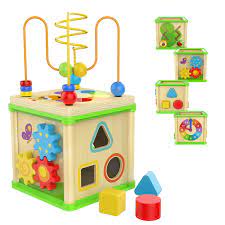 wooden activity cube learning toys
