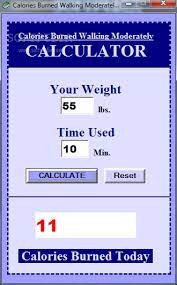 Total calories burned in an hour = met value of exercise x your weight (in kg) almost all calculators feature an inbuilt activity met, i.e. Download Calories Burned Walking Moderately Calculator 1 0