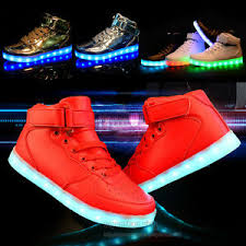 New Boys Girls Light Up Shoes Kids Children Led Luminous Sneakers High Top Shoes Ebay