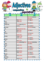 Comparative And Superlative Adjectives Fill Ins English