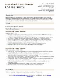 Essential to every mba application is writing a stellar resume that shows your business ability. International Project Manager Resume Samples Qwikresume