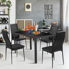 Kitchen Dining Set Glass Metal Table