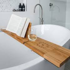 Engraved Bamboo Bath Caddy With Wine