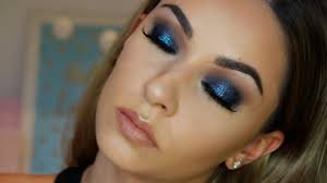 blue glitter smokey eye makeup tutorial