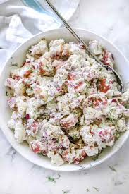 Perfect for summer days this salad goes great with any bbq seafood or meats. Creamy Dilled Red Potato Salad Recipe Foodiecrush Com