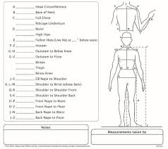 Body Measurement Chart Template For Fitness Tracker Word