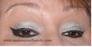 eye makeup winged eyeliner with silver