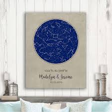 2 Year Anniversary Cotton Gift Custom Star Map Constellation Art Night Sky Print Gift For Couple Astrology Gift Star Chart 1736