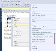 a bacpac file for a sql database using ssms