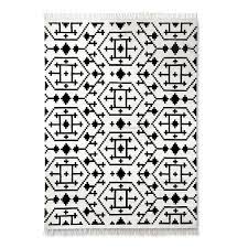 kilim black white geometrical pattern rug