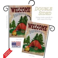 Wood Camping Garden Flag Double Sided
