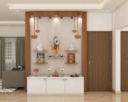 pooja unit with storage cabinet