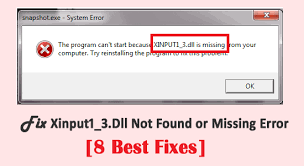 erreur xinput1 3 dll introuvable